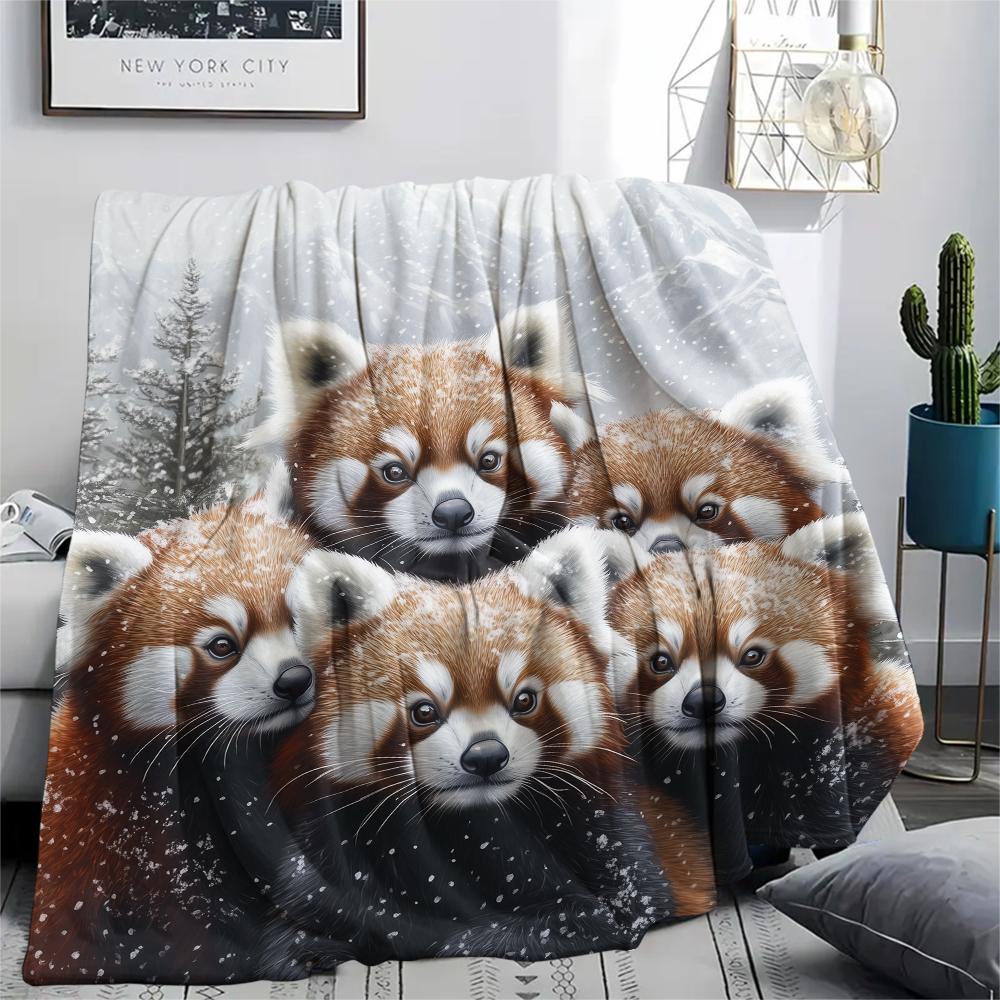Rood Panda patroon Flanellen Deken, Hoge kwaliteit Comfortabel voor Alle Seizoenen, Woondecoratie, Warmte en Comfort, Perfect voor Cadeaus.
