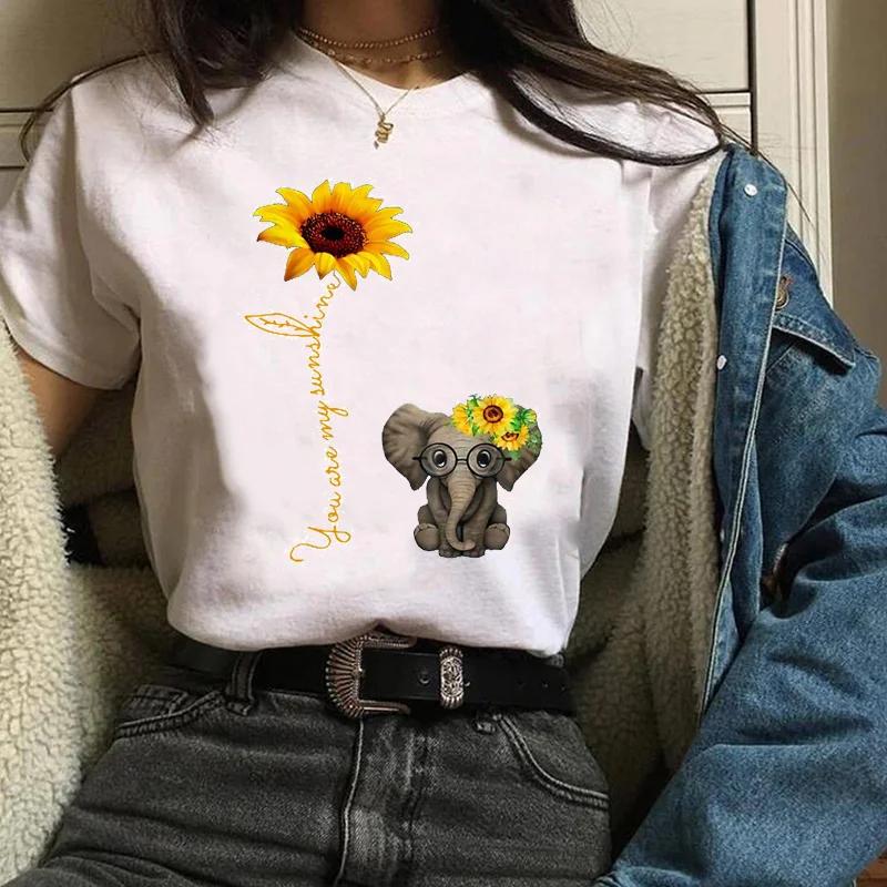 Women 3D Print Clothing Graphic Fox Flower Cartoon Short Sleeve Travel Ladies Clothes Lady Womens T-Shirt