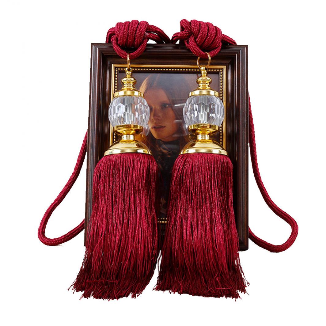 

Европейский искусственный кристалл, 1 пара кисточек, веревка с бахромой, занавеска, декор для окна, шторы красный