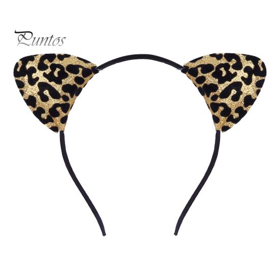 

Обруч для волос с леопардовым принтом, украшение в виде кошачьего ушка, повязка на голову на Хэллоуин, мягкий регулируемый головной убор для косплея, украшение для тематической вечеринки золотистый
