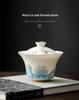 Dehua White Porcelain Sancai Gaiwan Ceramic Tea Set - Insulated Kung Fu Teacup and Brewing Bowl
