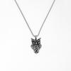 Men's Retro Owl Pendant Necklace with Distressed Woven Pattern and Stainless Steel Chain