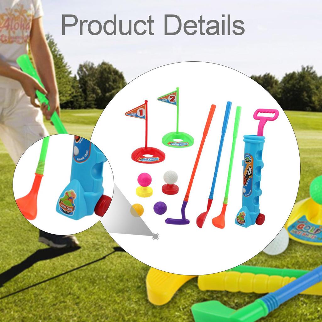 12 Pieces Kids Golf Game Play Set and Numbered Flag Practice Holes Active Exercise with Balls