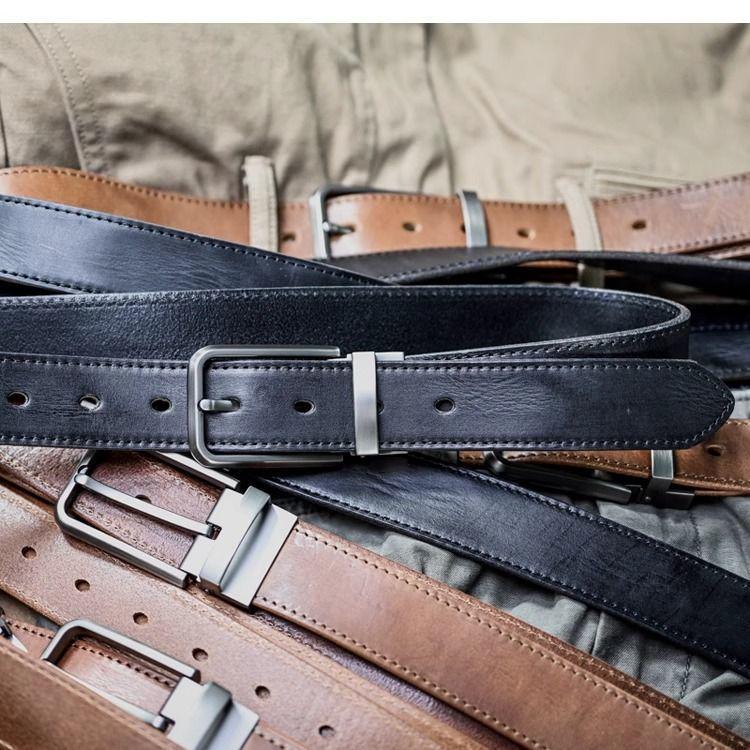 Vintage Handmade Top Grain Cowhide Belt - Men's Distressed Genuine Leather with Pin Buckle