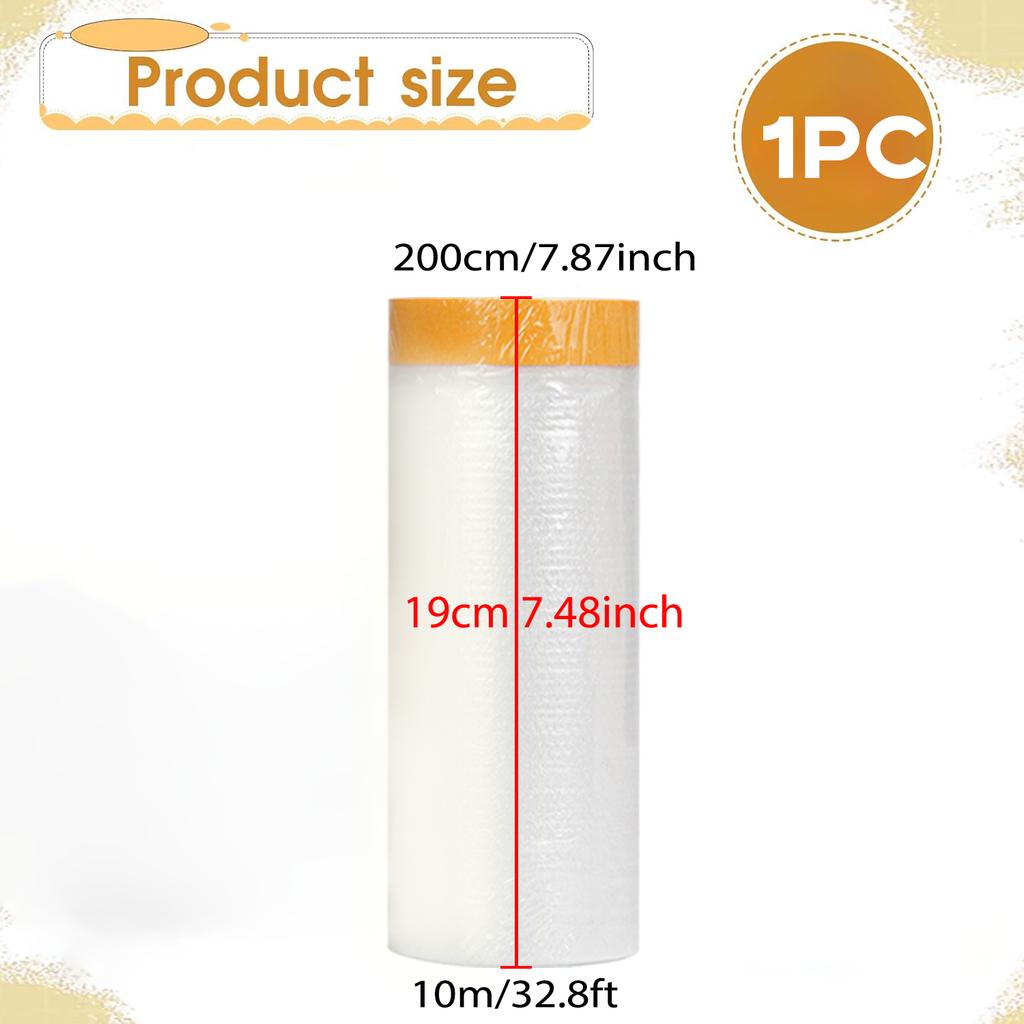 Protective Pre-Taped Masking Film, Dust-Proof Paint Cover for Car, Furniture, and Floor Protection