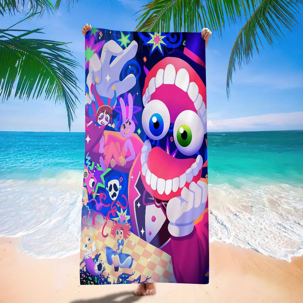 Animation A-Amazing D-Digital Circus Microfiber Printed Beach Towel Mountain Climbing Yoga Beach Soft Towel