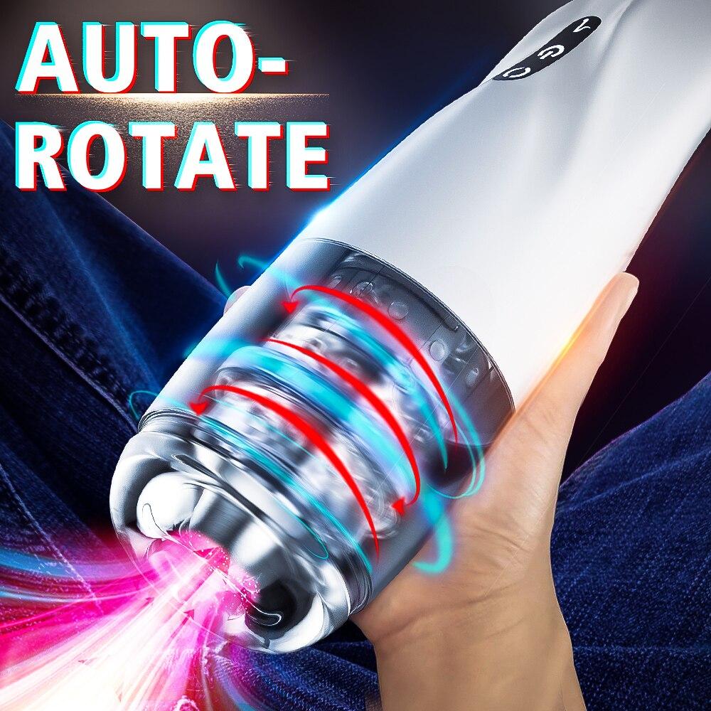 Automatic Male Silicone Vagina Rotation Masturbator Cup Real Pussy Blowjob Pocket Adult for Men Mastubation Sex Machines Toy