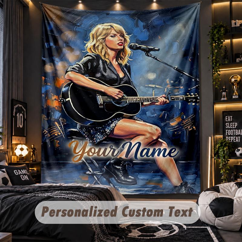 Personalized Wall Tapestry,Taylor Swift Custom Printed Name, Fabric Wall Art For Indoor Room Backdrop