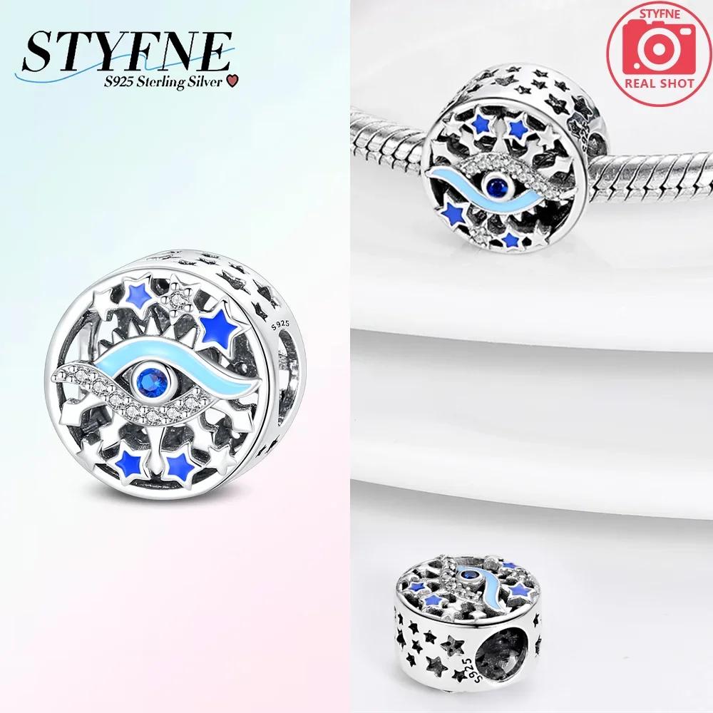Blue Charms Beads Rotating Demon Eye Palm Moon Starry Sky Copper Charm Fit Original Pendant Bracelet Women Jewelry