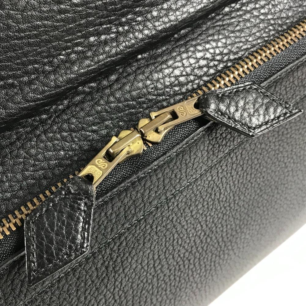 HERMES vintage Serviette Tote Bag Document Handbag Business bag Leather Black