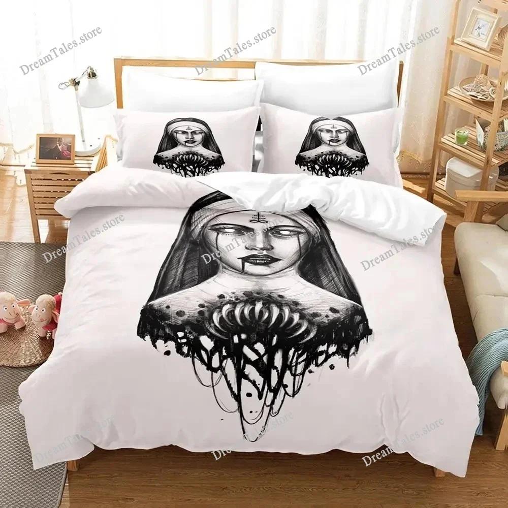 New Nun Bedding Set Single Twin Full Queen King Size Bed Set Adult Kid Bedroom Duvet Cover Sets 3D Print Anime Bed Sheet Set369