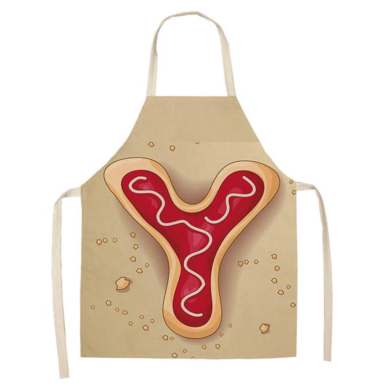 Avental de cozinha com estampa de alfabeto, avental sem mangas de linho para crianças, para cozinhar, churrasco, ferramentas de limpeza doméstica, 47x38cm, 68x55cm