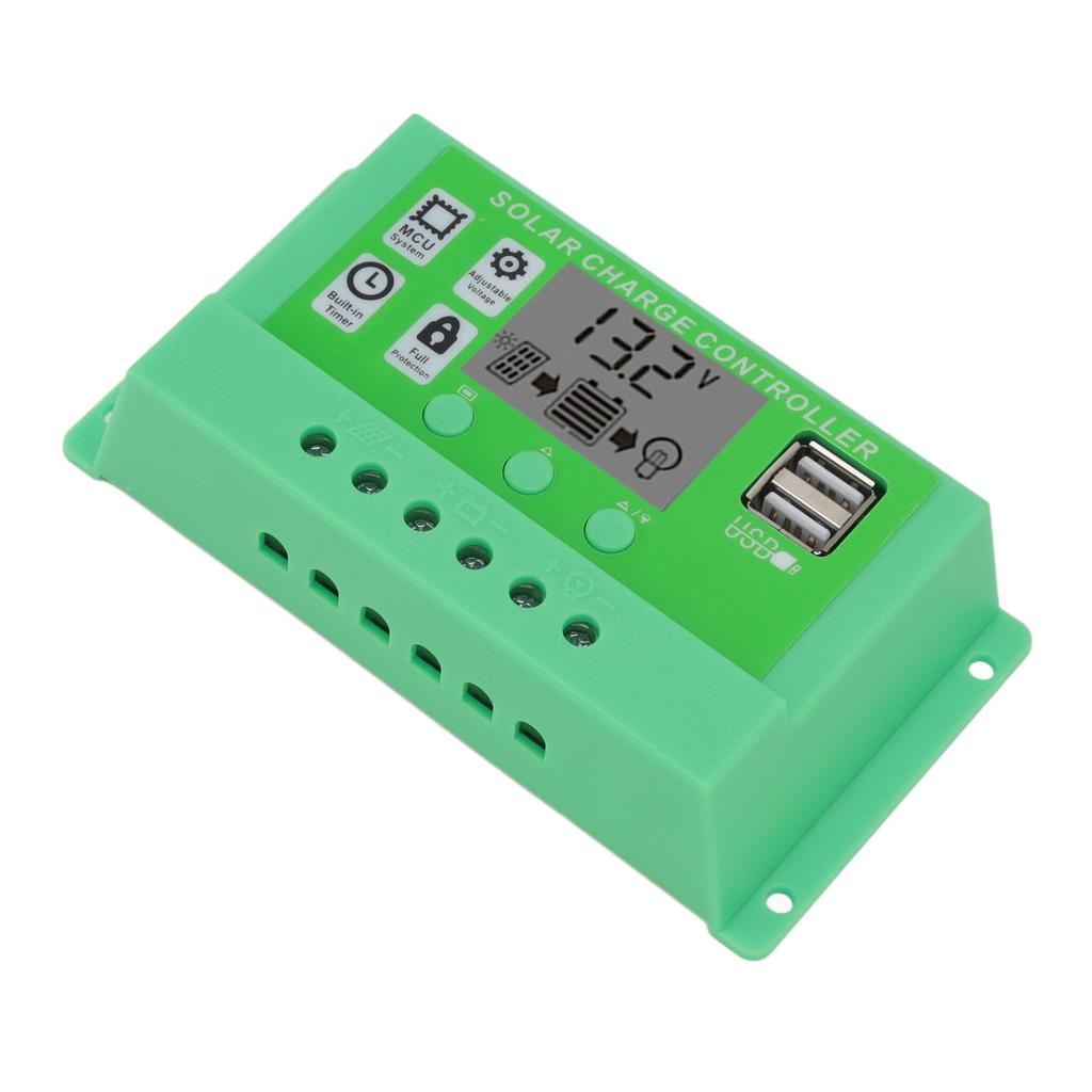 Green PWM Solar Charge Controller LCD Large Screen Display Photovoltaic PV Solar Controller 12V 24V