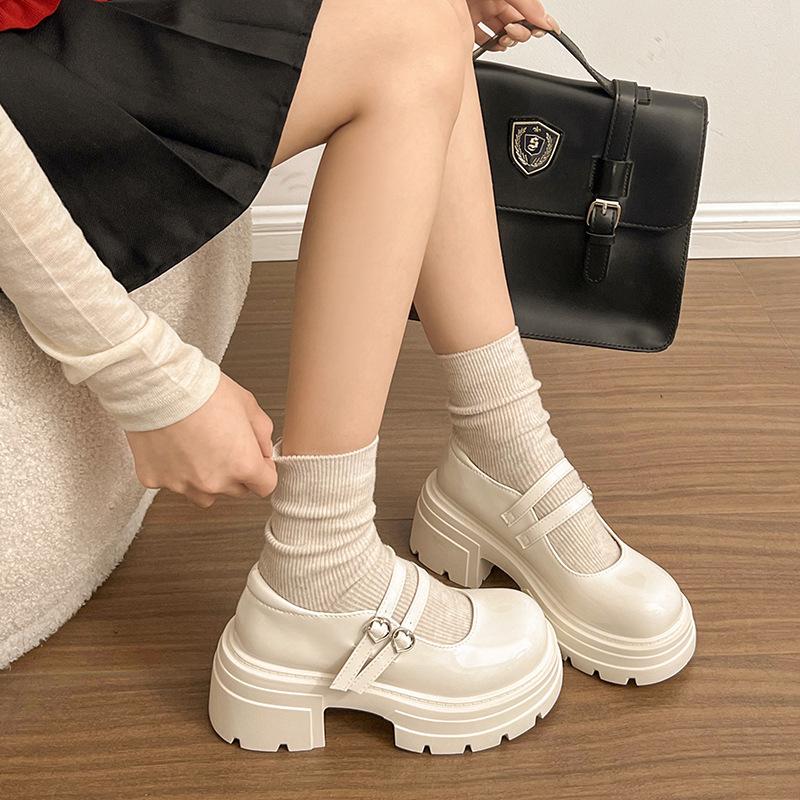 British style retro girls leather shoes summer new soft sole one pedal loafers college style Mary Jane single shoes
