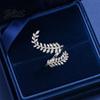 Finger Ring Women Ring Adjustable Olive Branch Design Leaf Micro-Setting