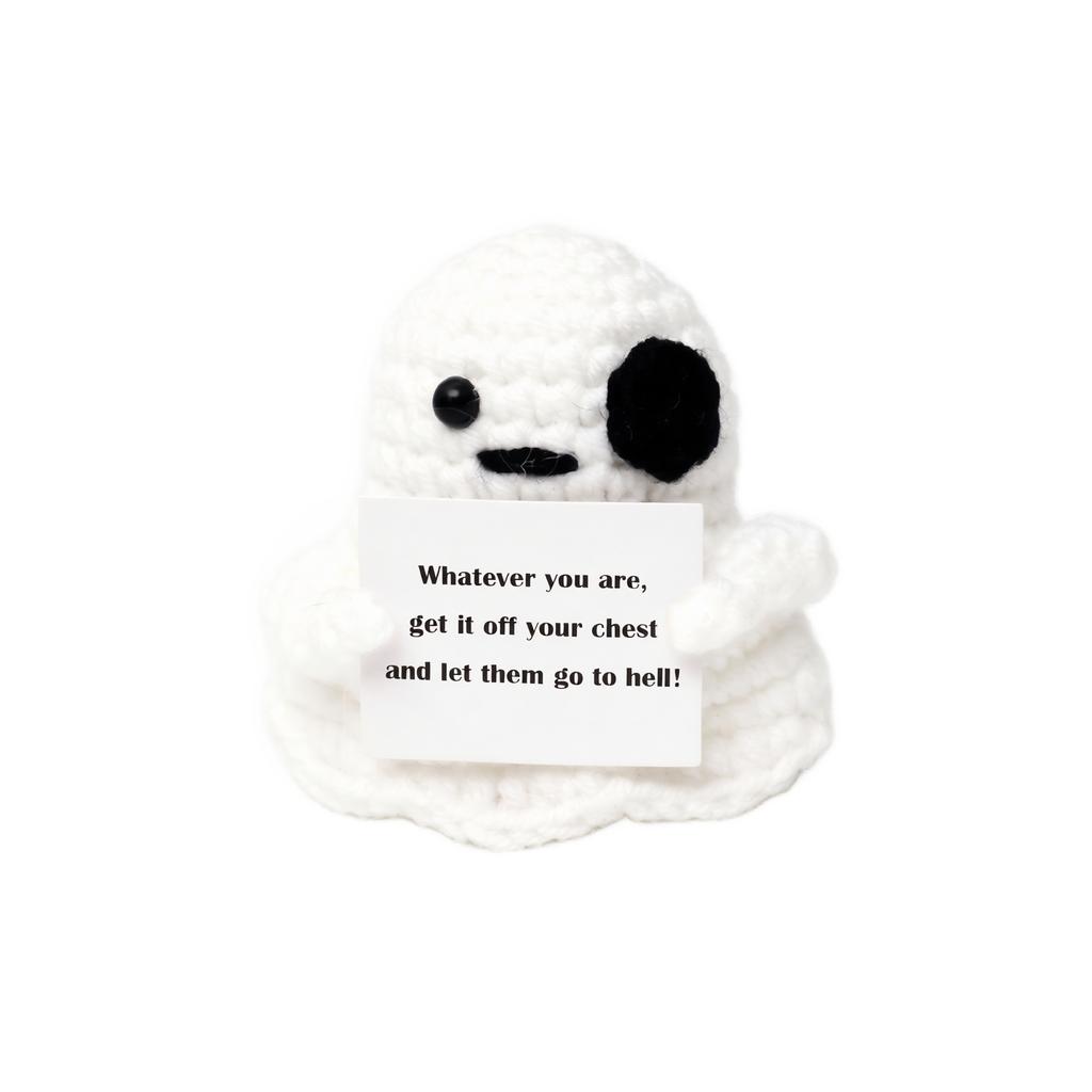 Muñeca de Felpa Tejida a Mano Juguete de Halloween Suave Rellena Amigurumi Fantasma Tejido a Mano Decoración para Exhibición Estacional y Coleccionable