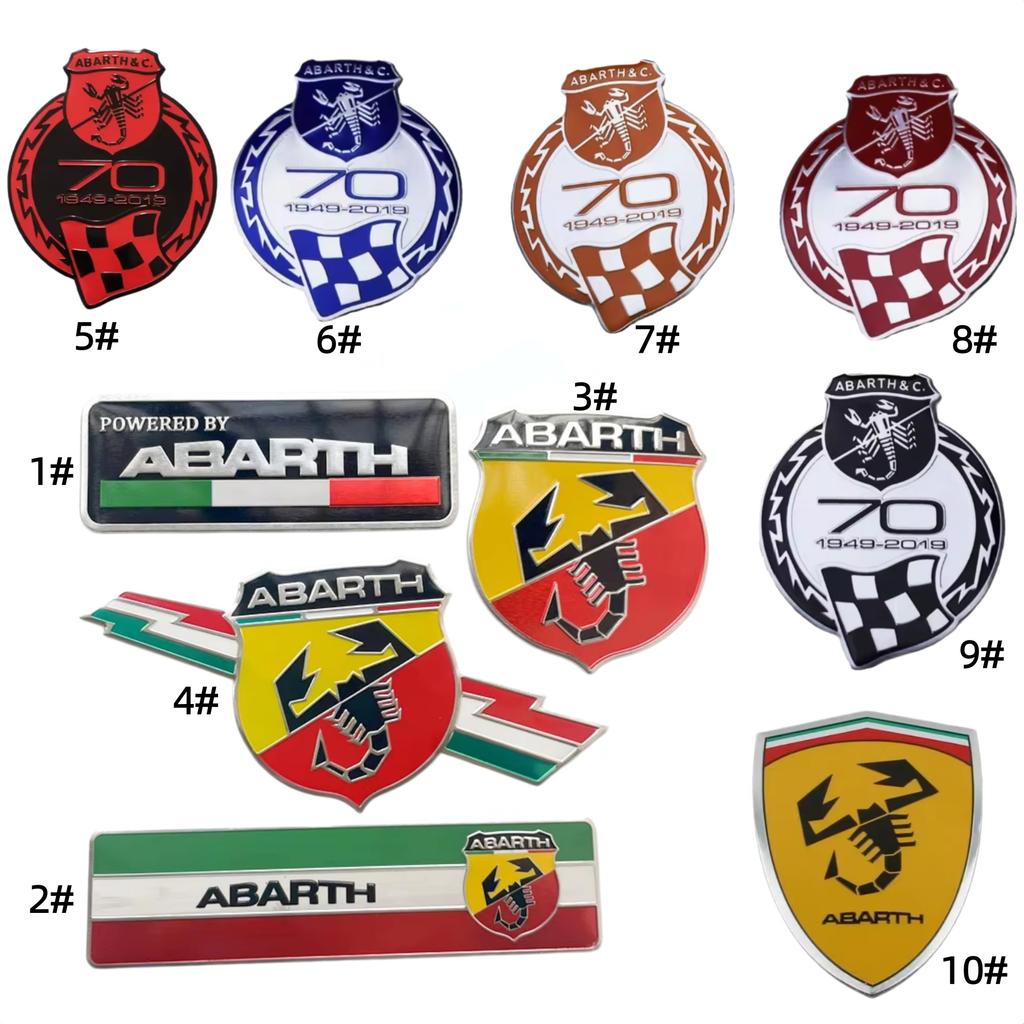3D Aluminum Car Rear Trunk Fender Emblem Badge Sticker Decals for Abarth 500 124 Punto Ducato Palio Bravo Accessories