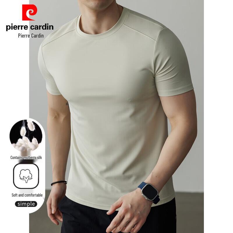 Pierre Cardin Men's Round Neck Linen Silk Blend Short Sleeve T-Shirt