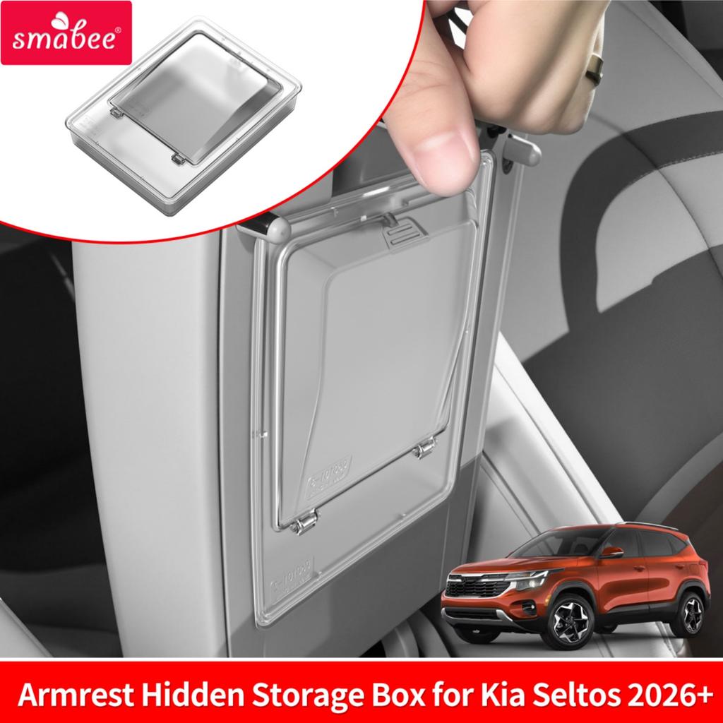Smabee for Kia Seltos 2026+ Center Console Armrest Hidden Storage Box Transparent Organizer Accessories Tidying ABS
