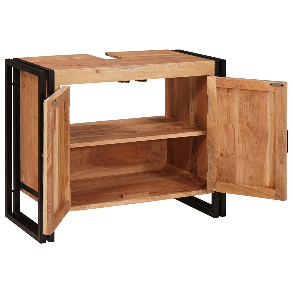 Bathroom Vanity Cabinet Brown 71 X 33 X 58 Cm Solid Acacia Wood
