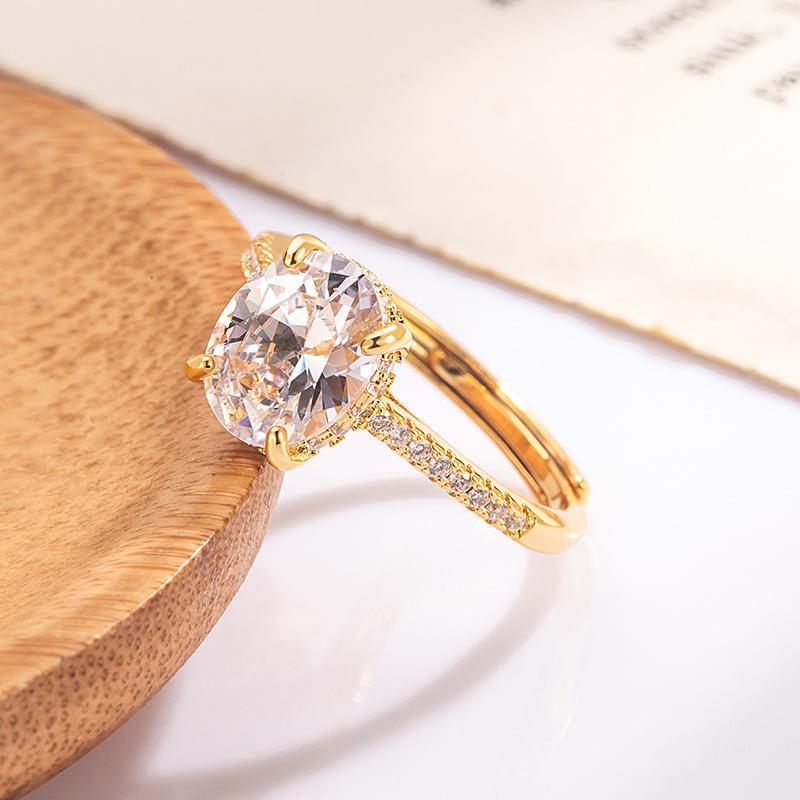 European Style Oval Diamond Pigeon Egg Ring - Luxurious Gift for Girlfriend