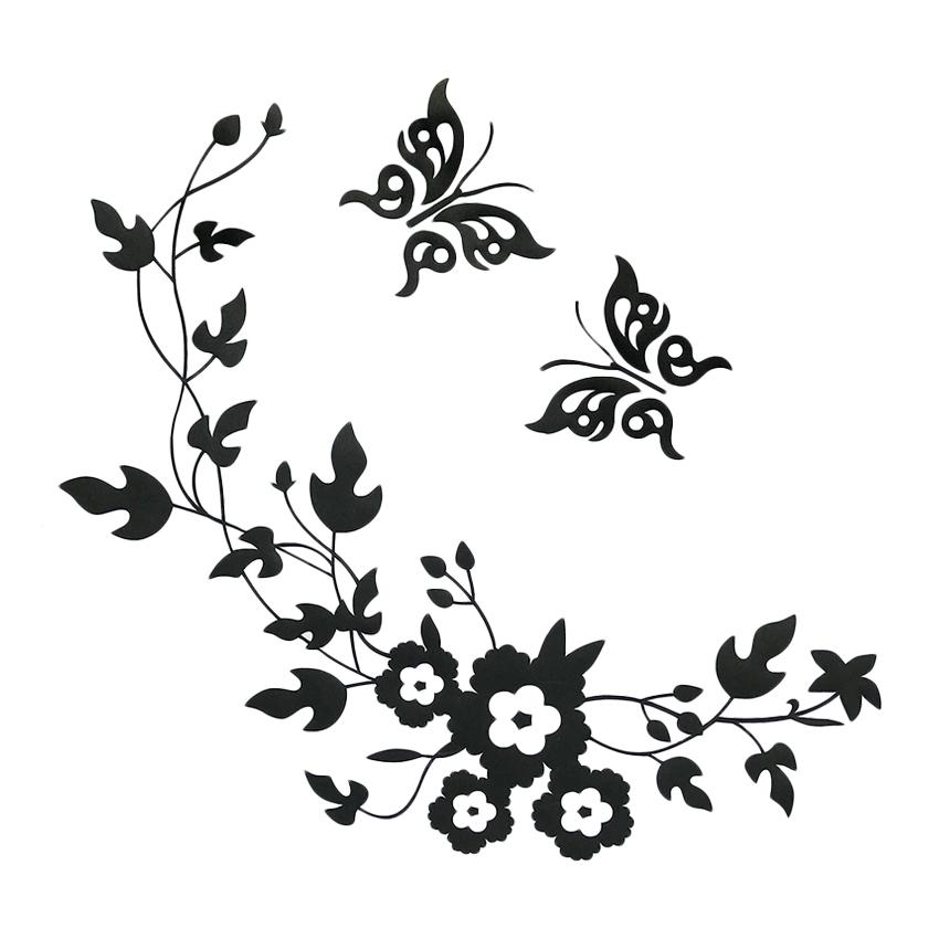 

New Butterfly Flower Bathroom Wall Stickers Home Decoration Wall Decals for Toilet Decorative Sticker Hot Search Home Decoration чёрный