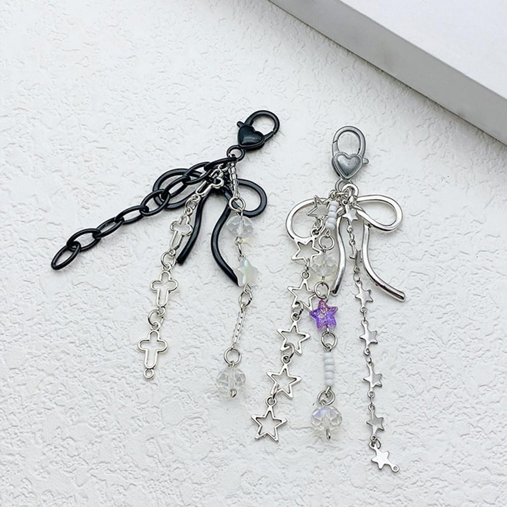 Elegant Jellyfish/Star/Crucifix Bowknot Bag Charm Fashionable Butterfly Knot Keychain Accessory for Women and Girls