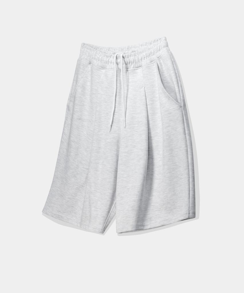 Lambeulla Bermuda Double Cotton One-Pleat Sweat Shorts [Ash]