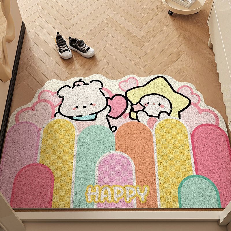 Cartoon Entry Silk Circle Floor Mat Cute Little New Entrance Door Porch Non-Slip Door Mat Can Be Cut Carpet