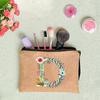 26 Letters Floral Women Cosmetics Woman Zipper Pouch Fashion  Women Linen Cosmetic Bags Travel Portable Makeup Bag Cosmetic Bag