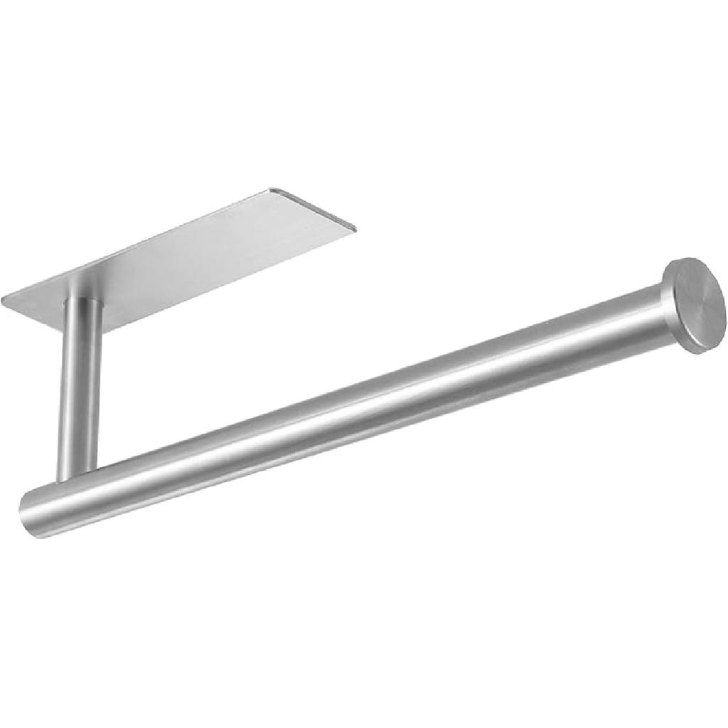 Theaoo Paper Towel Holder - Under Cabinet Paper Towel Holder for Kitchen, Adhesive Paper Towel Roll Rack for Bathroom Towel, Wall Mounted Matte Black