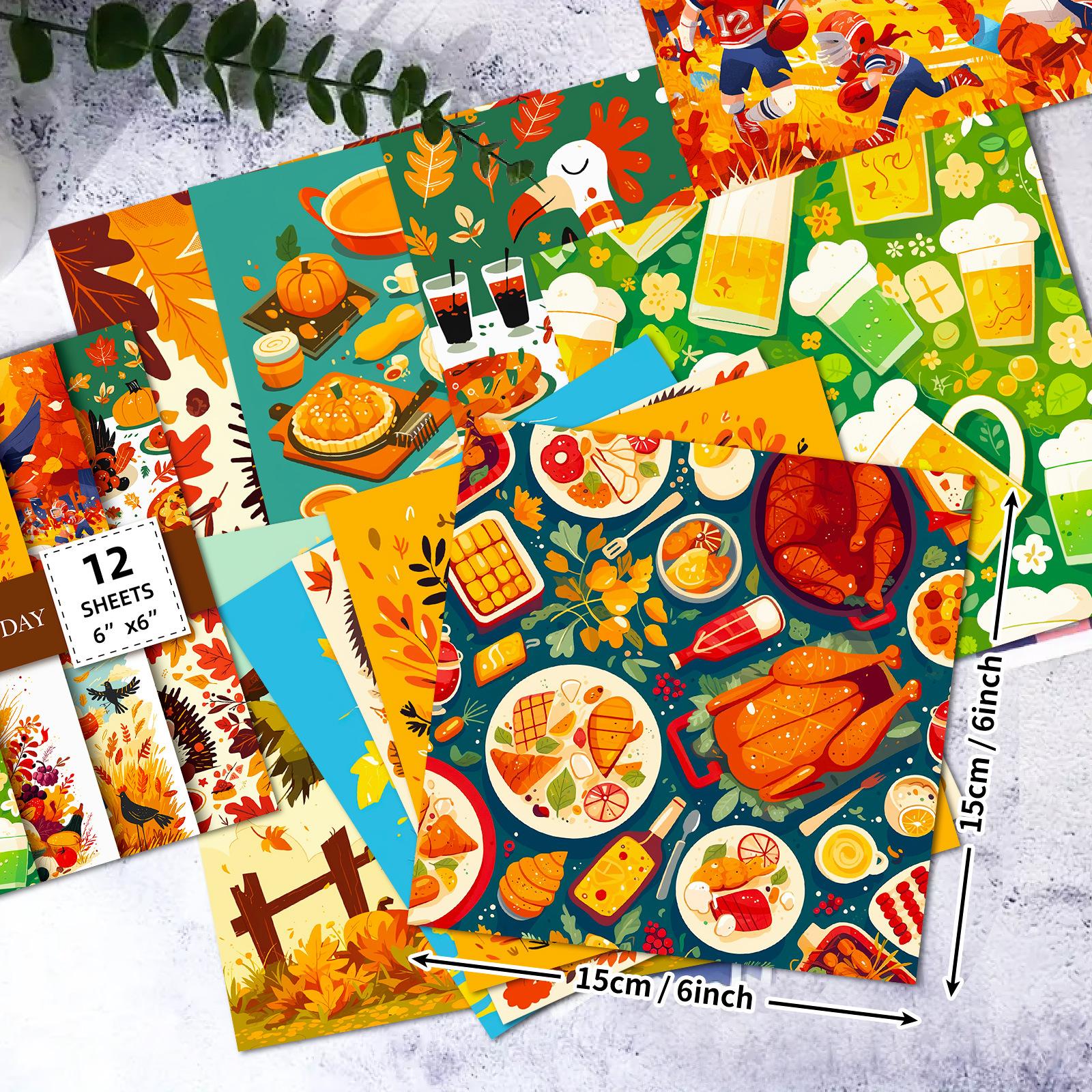 

12 Бумага для материалов на тему Дня благодарения, счет вручную, периферийный материал, декоративная бумага, детские наградные подарки