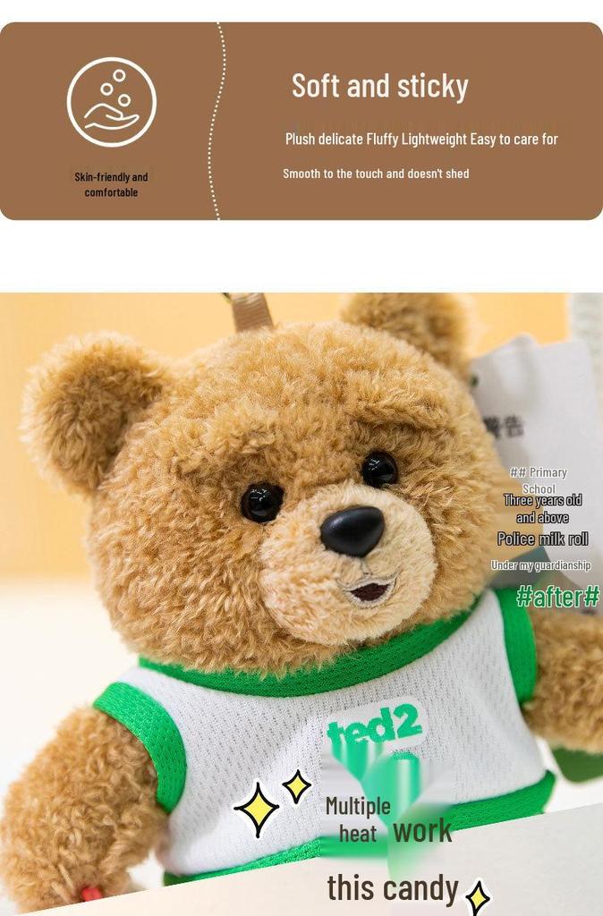 Ted2 Plush Teddy Bear Keychain Pendant - Stuffed Animal Comfort Doll Birthday Gift