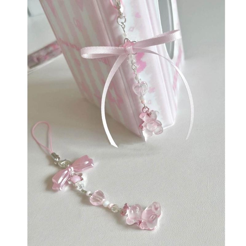 Keychain Lanyard String Star Heart Bowknot Phone Chain Lanyard Y2K Bowknot Charm