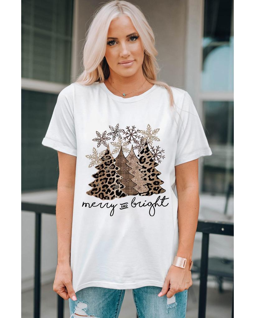 Azura Exchange Leopard Christmas Tree Graphic Print T-Shirt