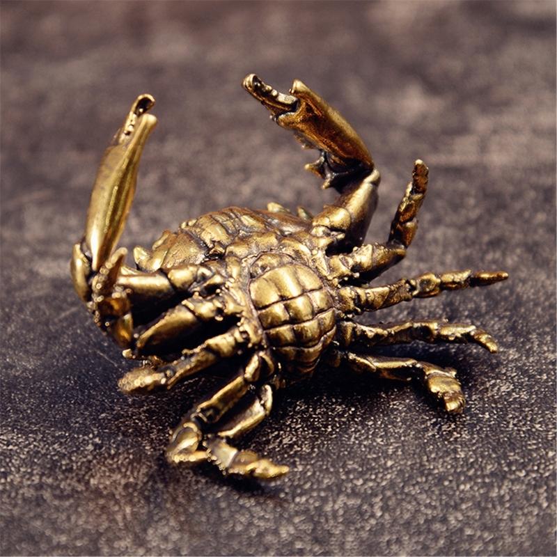 Handcrafted Brasses Crabs Figurine With Openable Shell Miniature Trinket Box For Desktop Display And Tea Table Decors