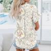 Dam Kortärmad V-ringad Pullover Knappar Skjorta Lös Strandtoppar Elegant Formell Arbets Sommarskjortor