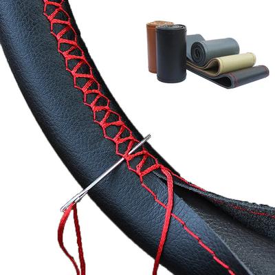 1PC DIY Soft Fiber Leather Steering Wheel Covers Universal Braid Car Steering-wheel With Needles And Thread Interior Accessories