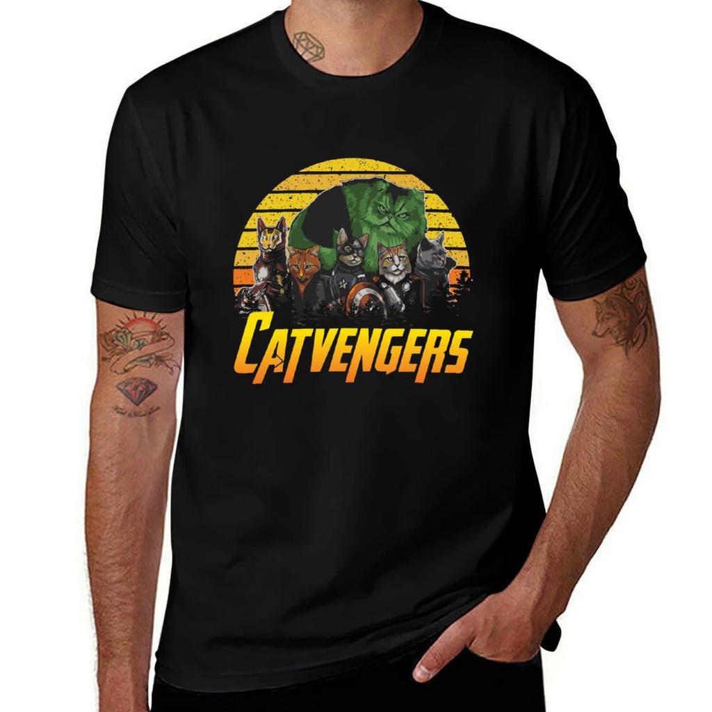 Retro Vintage Catvengers Gift Cat Lover Mom Dad Kid Tshirt Comfortable Work Wear Tee Tshirt