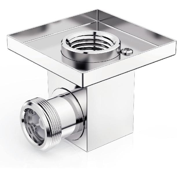 Wall Mounted Supply Elbow, Wall Elbow for Hand Shower, Solid Brass Square Wall Supply Elbow, Check Valve Included (Square, Polished Chrome)