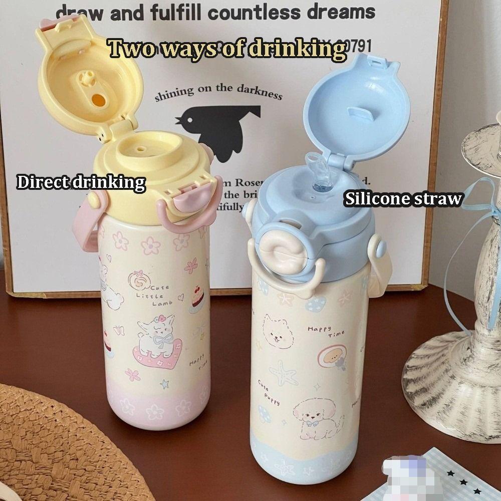 Cartoon Kitten Water Bottles 316 Stainless Steel Vacuum Mug Trendy Insulated Cup  for Lady Girls