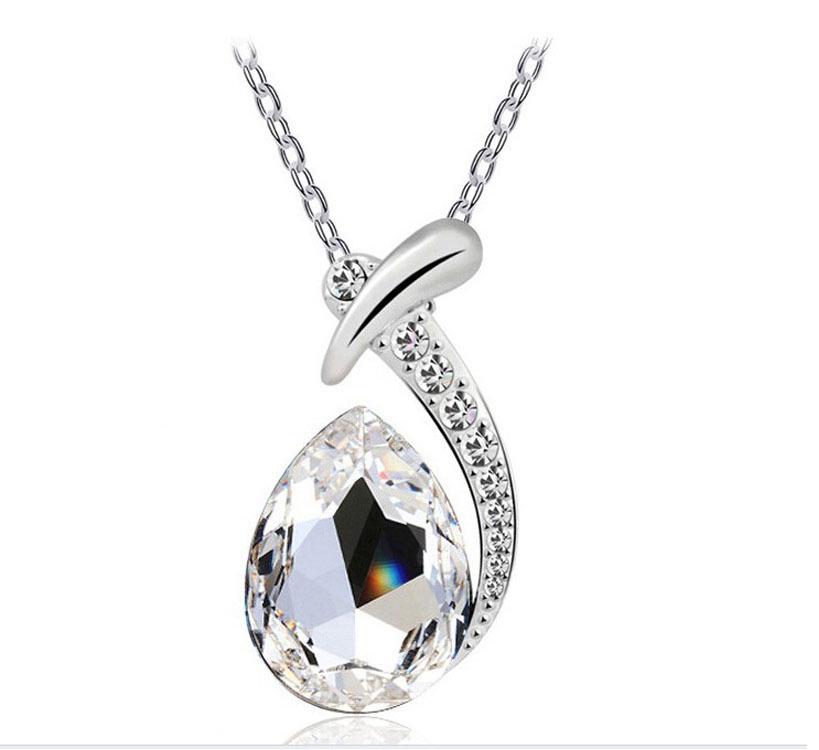 Korean Fashion Glass Crystal Water Drop Necklace Pendant
