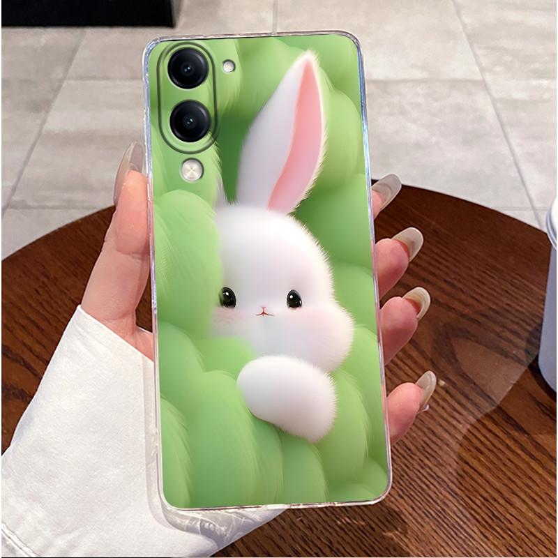 For Vivo Y04s Case Clear Luxury Cute Love Heart Rabbit Funny Pattern TPU Soft Silicone Phone Case For VivoY04s Y 04s Back Cover