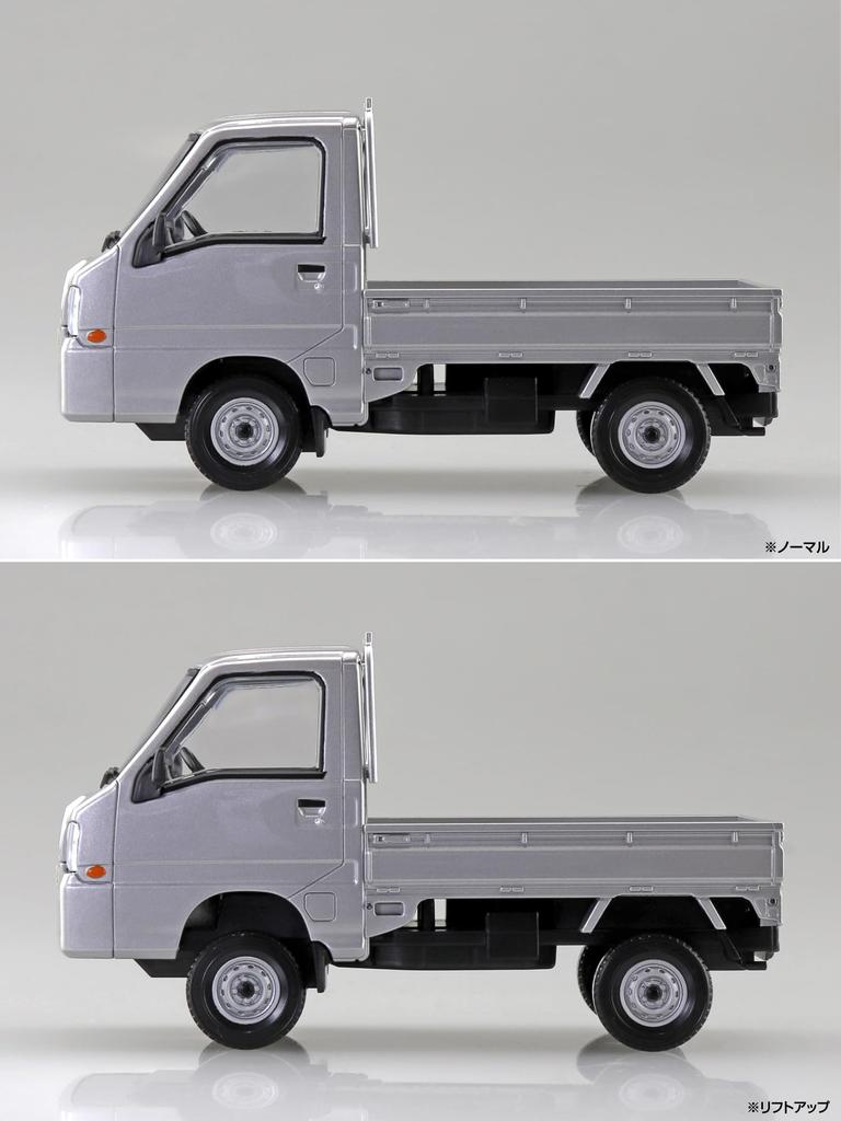 Aoshima Bunka Kyozai Scale Rakupla Snap Kit Subaru Sambar Truck Sterling Silver Metallic Plastic Model Kit 1/32 No.05-SS Pre-Colored (Automobile)