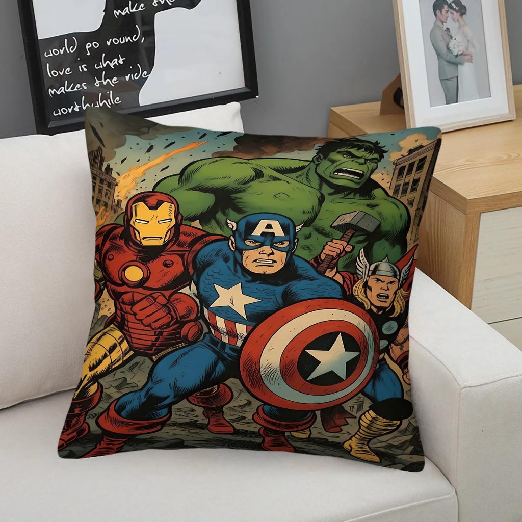 Captain America Throw Pillow With Insert Superhero Polyester Cushion For Sofa Couch Bed Kids Room Accent Pillow Marvel Fans Gift