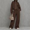 Women's Zip-Up Hoodie and High Waist Wide Leg Pants Set Casual Loungewear Tracksuit