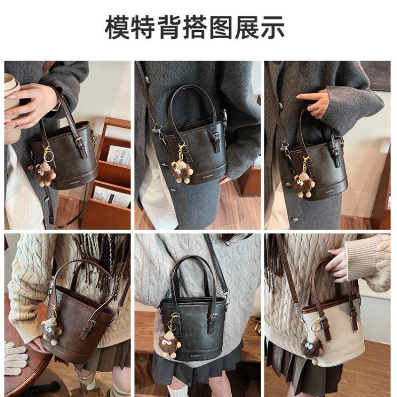 Herbst und Winter Retro Handtasche Tasche Damen neue Mode vielseitige Schulter Umhängetasche Premium Bucket Bag