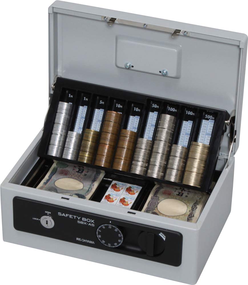 Iris Ohyama Portable Safe, Dial Lock, Double Lock, A5 Size, Double Tray, SBX-A5, Gray