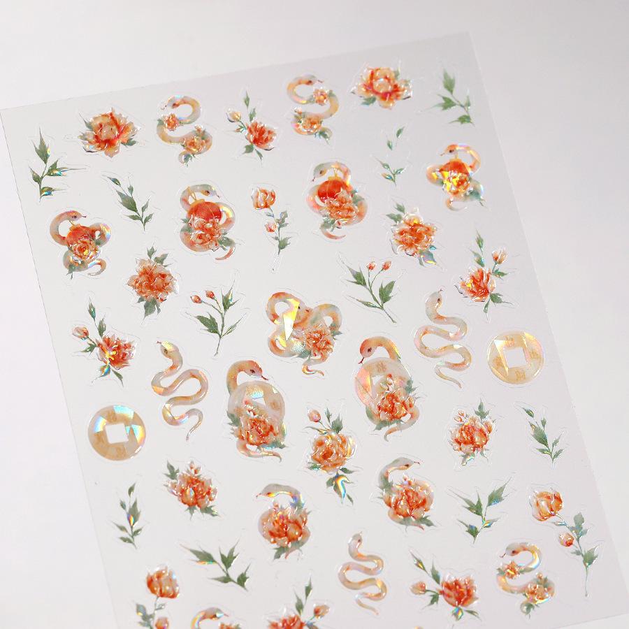 1 PCS 5D Glitter Light Pink Begonia Flower Nail Art Sticker Exquisite Design High Quality Decorative Decal Nail Sticker