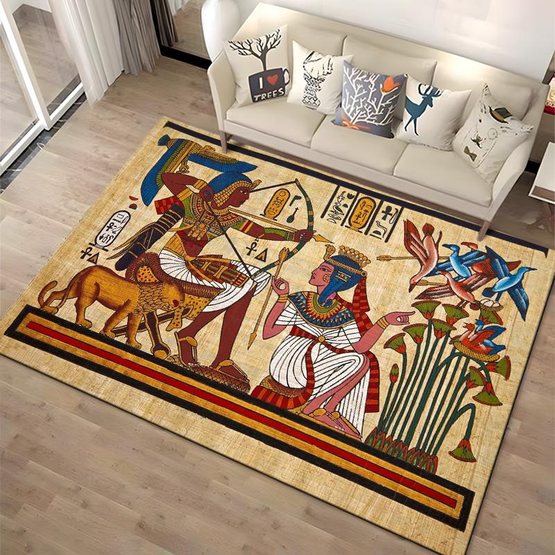 Retro Ancient Egypt Pattern Rug Carpet For Living Room Non Slip Parlour Sofa Large Area Rug Bedroom Kid Play Room Floor Mat Gift